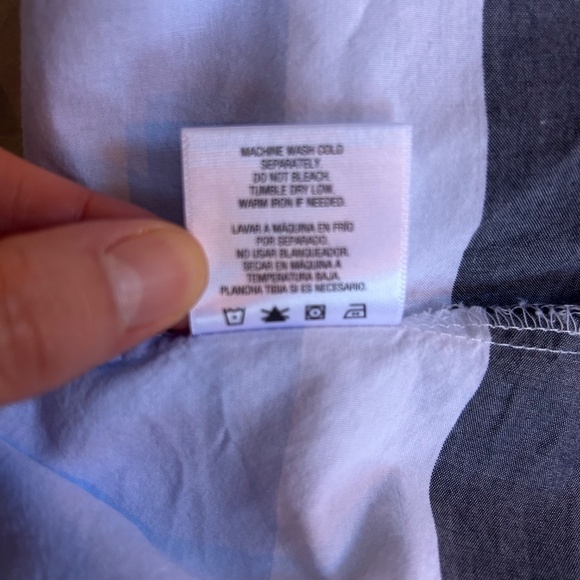 Jaclyn Smith Top Button Up Blue White Yellow Stripe 100% Cotton Women's Large - Picture 3 of 7